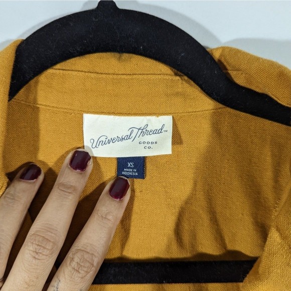 Universal Thread Mustard Linen Blend Romper Women's Size XS - Picture 4 of 5
